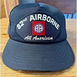 82nd Airborne Baseball Hat Black Snapback All American Army Military Cap